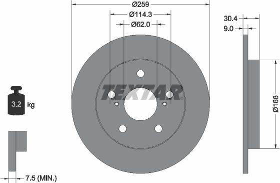 Textar 92164100 - Спирачен диск vvparts.bg