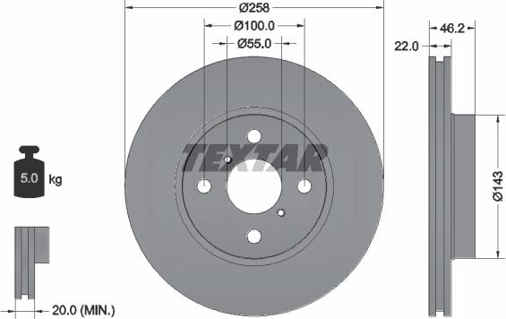 Textar 92164200 - Спирачен диск vvparts.bg