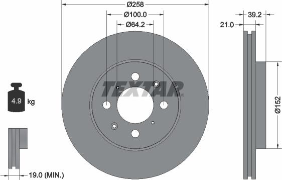 Textar 92165900 - Спирачен диск vvparts.bg