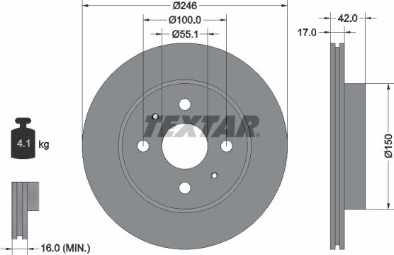 Textar 92165600 - Спирачен диск vvparts.bg