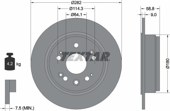 Textar 92165700 - Спирачен диск vvparts.bg