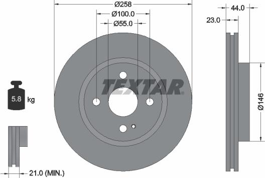 Textar 92166800 - Спирачен диск vvparts.bg