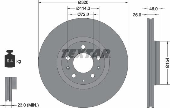 Textar 92166300 - Спирачен диск vvparts.bg