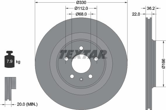 Textar 92160300 - Спирачен диск vvparts.bg