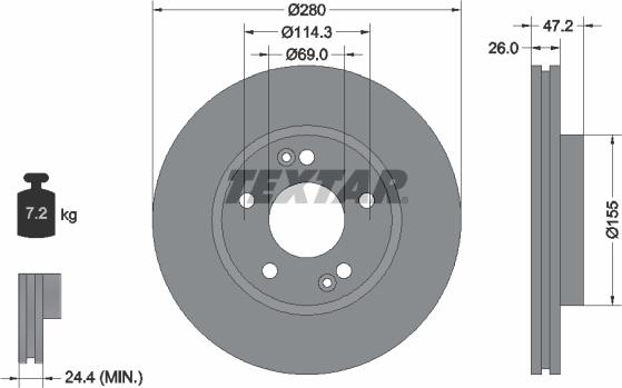 Textar 92161603 - Спирачен диск vvparts.bg