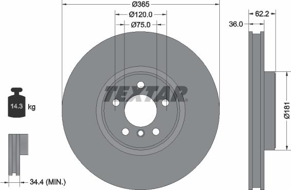 Textar 92161000 - Спирачен диск vvparts.bg