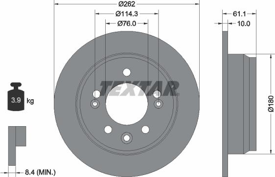 Textar 92161703 - Спирачен диск vvparts.bg