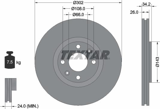 Textar 92168500 - Спирачен диск vvparts.bg