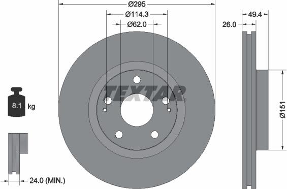 Textar 92168003 - Спирачен диск vvparts.bg