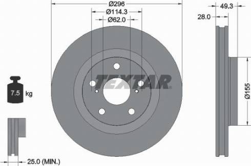 Textar 92168800 - Спирачен диск vvparts.bg