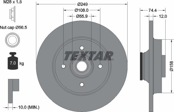 Textar 92168703 - Спирачен диск vvparts.bg