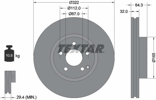 Textar 92163500 - Спирачен диск vvparts.bg