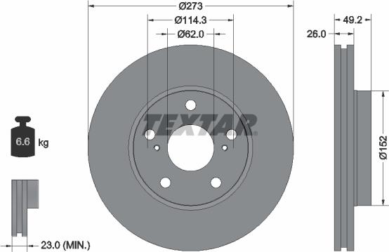 Textar 92163703 - Спирачен диск vvparts.bg