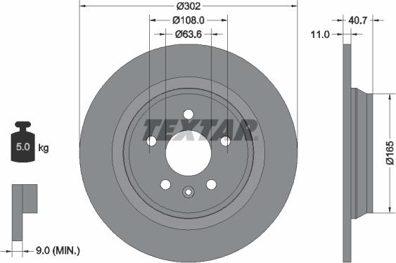 Textar 92162900 - Спирачен диск vvparts.bg