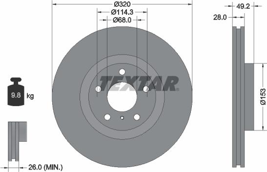 Textar 92162405 - Спирачен диск vvparts.bg