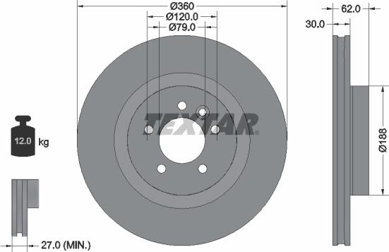 Textar 92162003 - Спирачен диск vvparts.bg