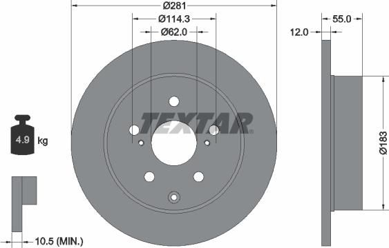 Textar 92162100 - Спирачен диск vvparts.bg