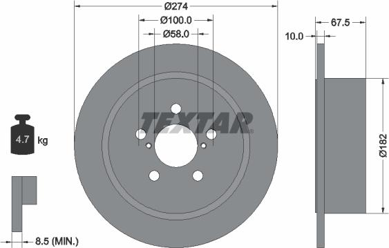 Textar 92167800 - Спирачен диск vvparts.bg