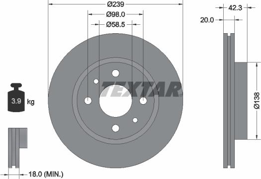 Textar 92109200 - Спирачен диск vvparts.bg