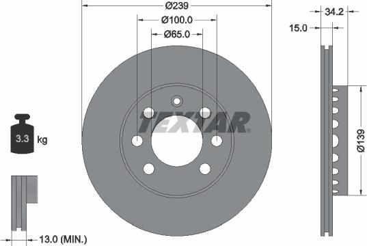 Textar 92106403 - Спирачен диск vvparts.bg