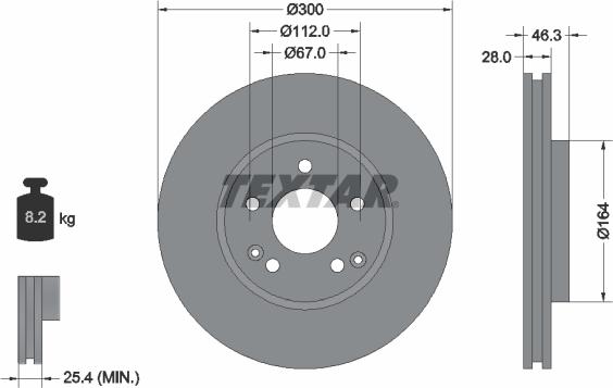 Textar 92106005 - Спирачен диск vvparts.bg