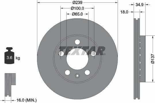 Textar 92106800 - Спирачен диск vvparts.bg