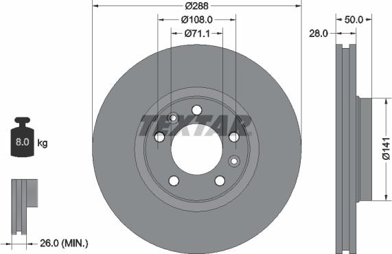 Textar 92108000 - Спирачен диск vvparts.bg