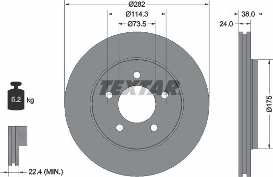 Textar 92108700 - Спирачен диск vvparts.bg