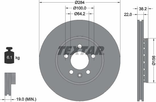 Textar 92103400 - Спирачен диск vvparts.bg