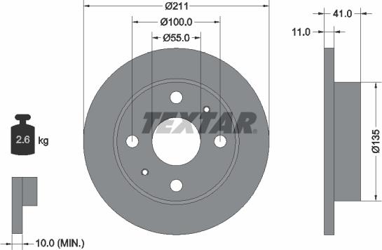 Textar 92103700 - Спирачен диск vvparts.bg