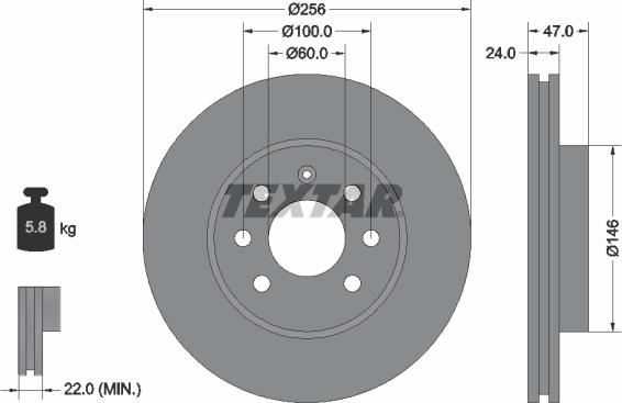 Textar 92102600 - Спирачен диск vvparts.bg