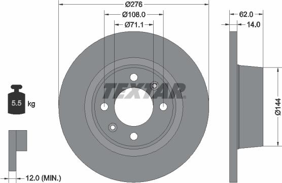 Textar 92107900 - Спирачен диск vvparts.bg