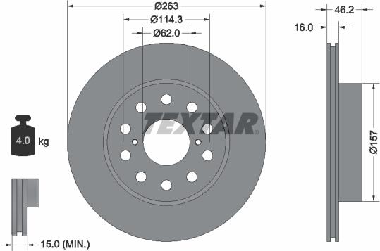 Textar 92114500 - Спирачен диск vvparts.bg