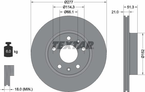 Textar 92115700 - Спирачен диск vvparts.bg