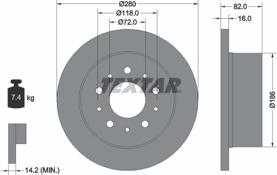 Textar 92116100 - Спирачен диск vvparts.bg