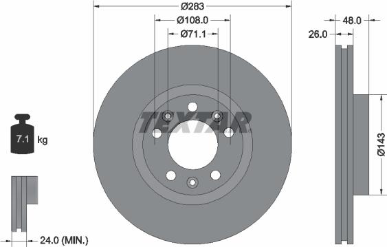 Textar 92111800 - Спирачен диск vvparts.bg