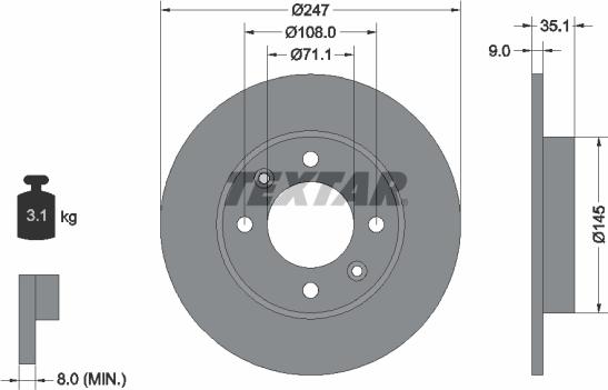 Textar 92111703 - Спирачен диск vvparts.bg