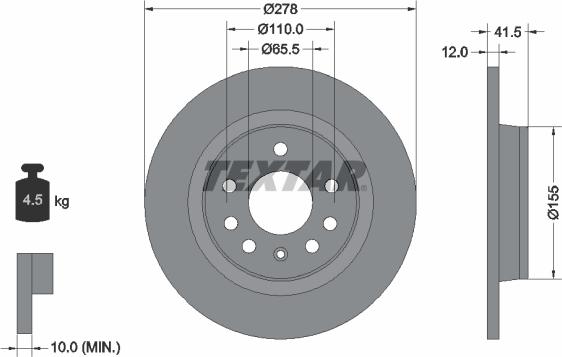 Textar 92118500 - Спирачен диск vvparts.bg