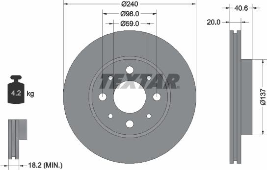 Textar 92118003 - Спирачен диск vvparts.bg