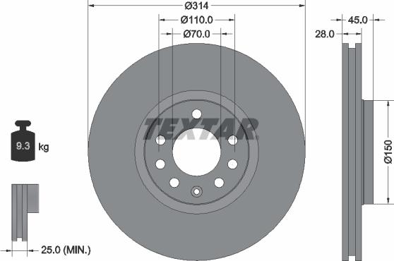 Textar 92118803 - Спирачен диск vvparts.bg