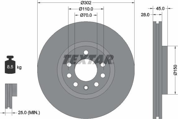 Textar 92118300 - Спирачен диск vvparts.bg