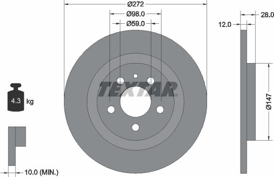 Textar 92118200 - Спирачен диск vvparts.bg