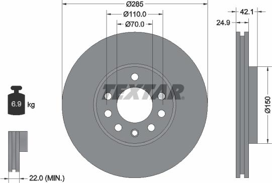 Textar 92118705 - Спирачен диск vvparts.bg