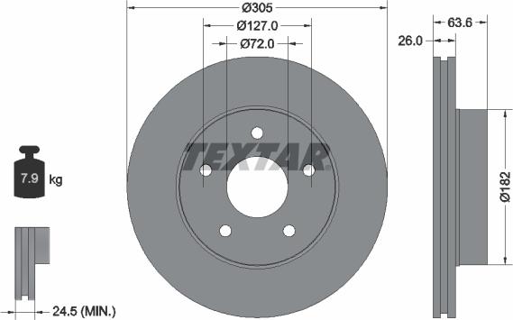 Textar 92113600 - Спирачен диск vvparts.bg