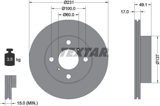 Textar 92113300 - Спирачен диск vvparts.bg