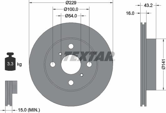 Textar 92113200 - Спирачен диск vvparts.bg