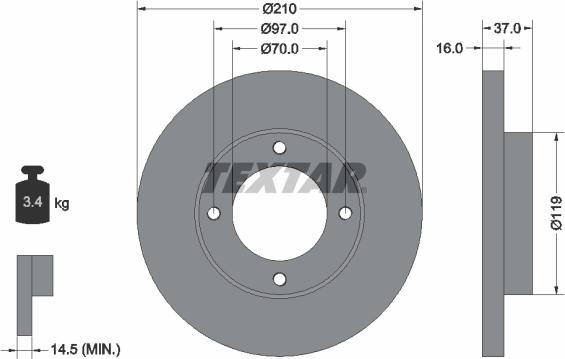 Textar 92112600 - Спирачен диск vvparts.bg