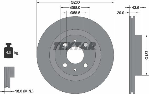 Textar 92112100 - Спирачен диск vvparts.bg