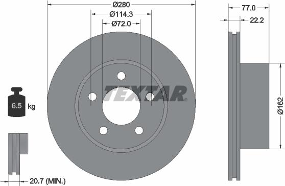 Textar 92184303 - Спирачен диск vvparts.bg