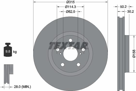 Textar 92185603 - Спирачен диск vvparts.bg